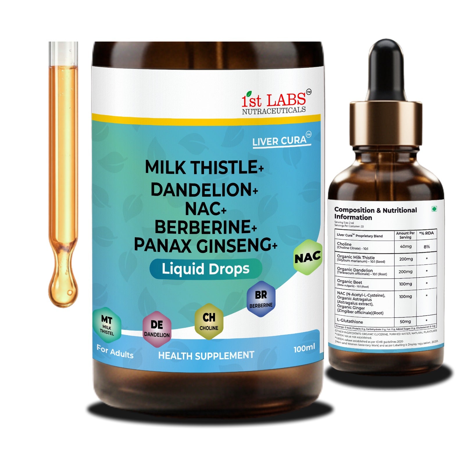 1st Labs Liver Cura Milk Thistle+ Liquid Drops